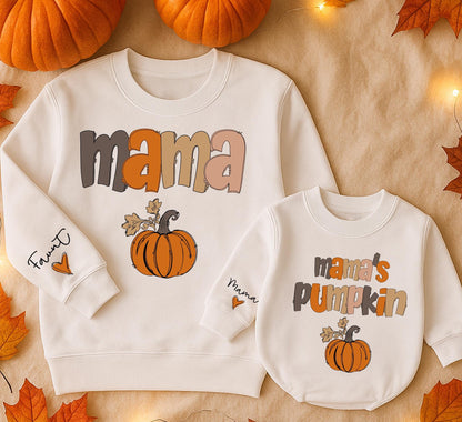 Mama & Me Pumpkin Patch Sweatshirts, Fall Matching Mom & Baby Outfits, Thanksgiving Outfit, Kids Fall Shirt, Mama's Pumpkin, Favorite Sleeve, Cute Gifts