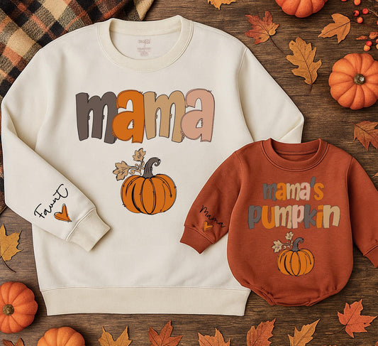 Mama & Me Pumpkin Patch Sweatshirts, Fall Matching Mom & Baby Outfits, Thanksgiving Outfit, Kids Fall Shirt, Mama's Pumpkin, Favorite Sleeve, Cute Gifts