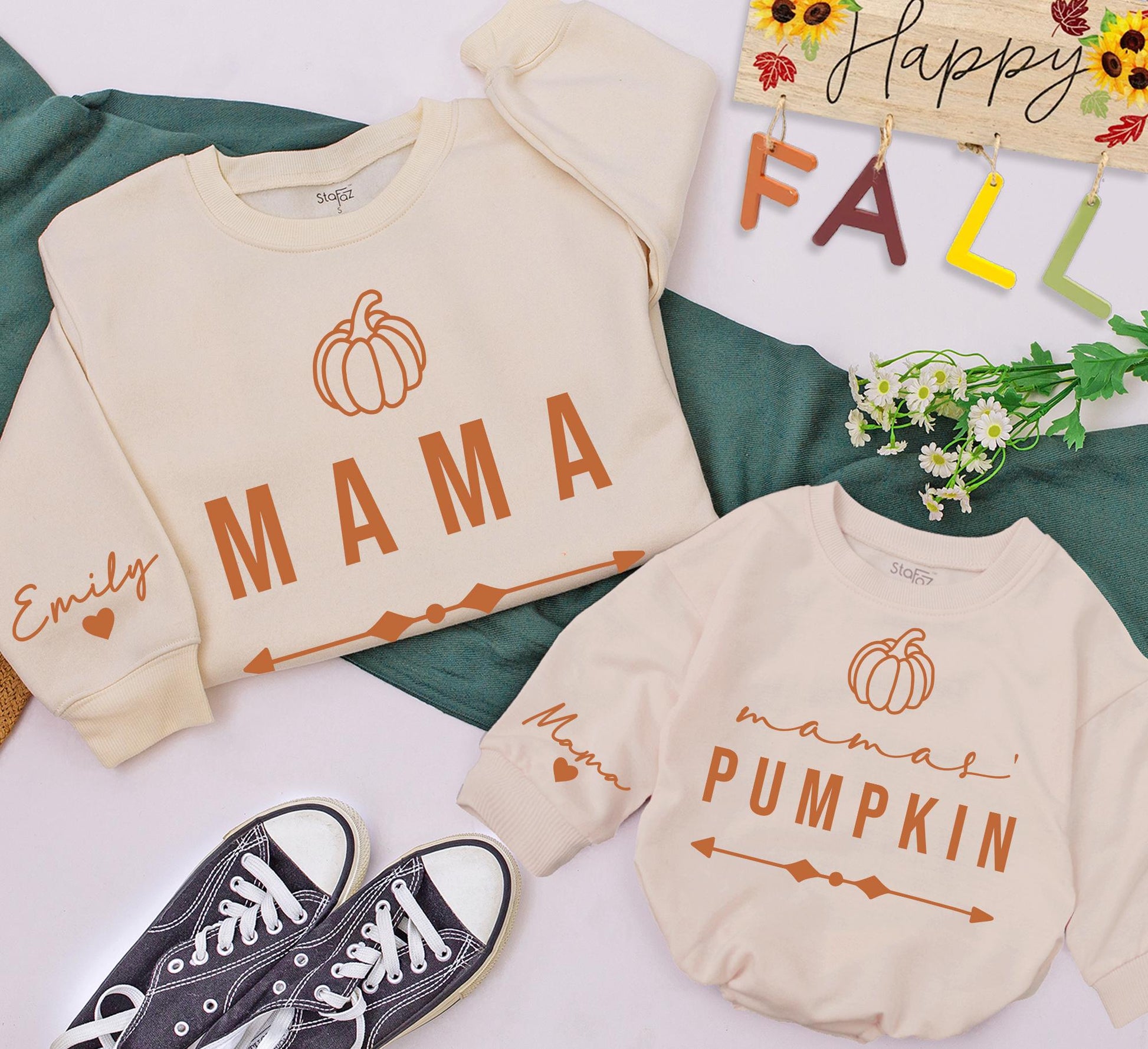 Mama Pumpkin Matching Fall Sweatshirts for Mom and Baby Pumpkin Patch Outfits