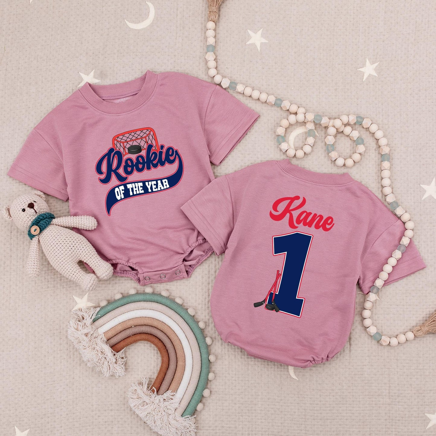 Rookie of the Year Hockey Baby Romper Cute Boys First Hockey Season Bodysuit Baby Shower Gift Ice Hockey Fan Outfit
