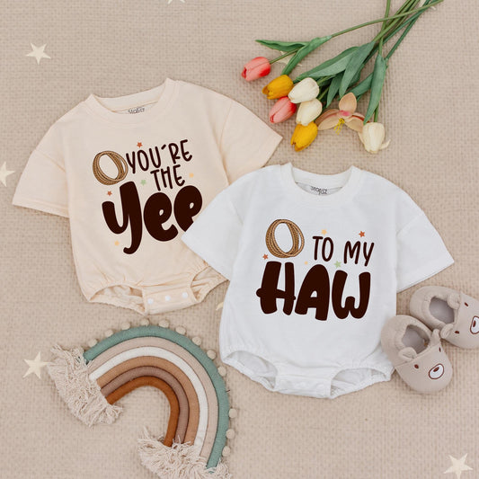 Matching Twins You're The Yee To My Haw Baby Romper Set Funny Western Cowboy Bodysuits Country Baby Shower Gift Cute Infant Outfit
