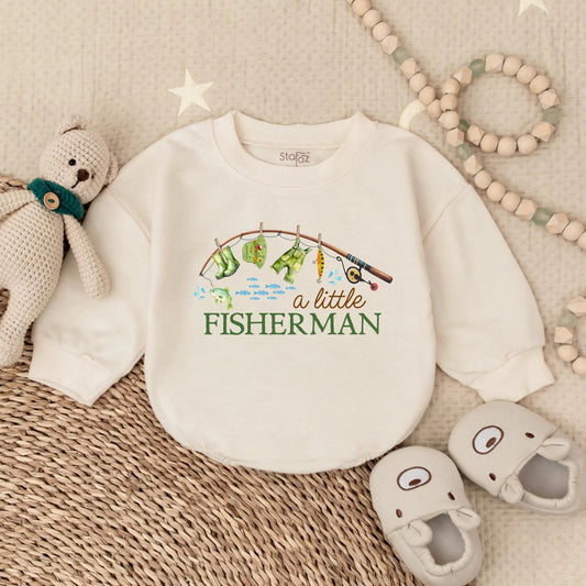 Reel Cute Little Fisherman Bubble Romper for Baby Boy Outdoor Adventures Infant Bodysuit Toddler Play Clothes Sweet Baby Shower Gift Idea