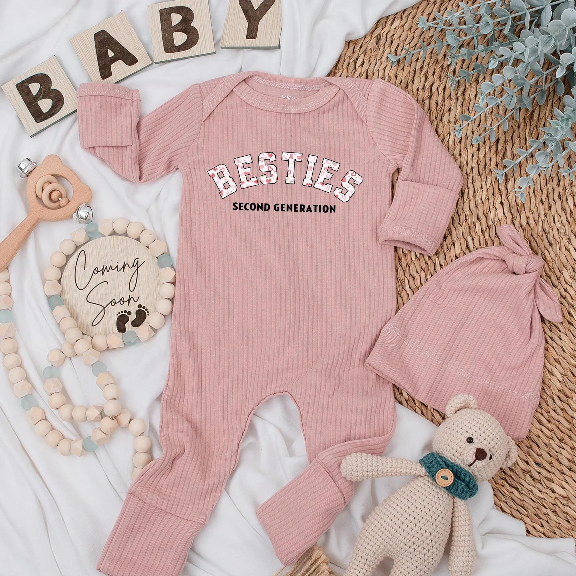 Besties Second Generation Baby Bodysuit Cute Newborn Outfit Best Friend Baby Romper Baby Shower Gift Cousin Crew Member