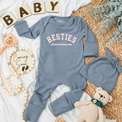 Besties Second Generation Baby Bodysuit Cute Newborn Outfit Best Friend Baby Romper Baby Shower Gift Cousin Crew Member