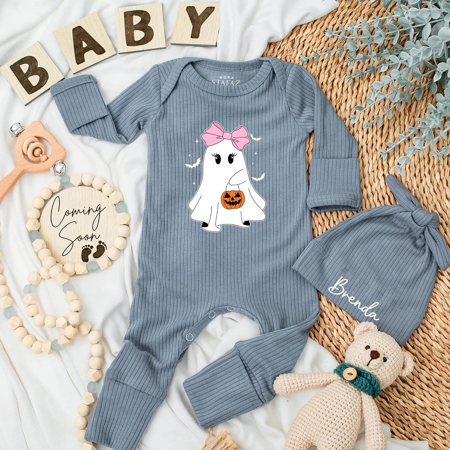 Spooky Ghost Baby Girl Bodysuit First Halloween Romper Cute Baby Boo Outfit Custom Gift for Newborn Little Boo