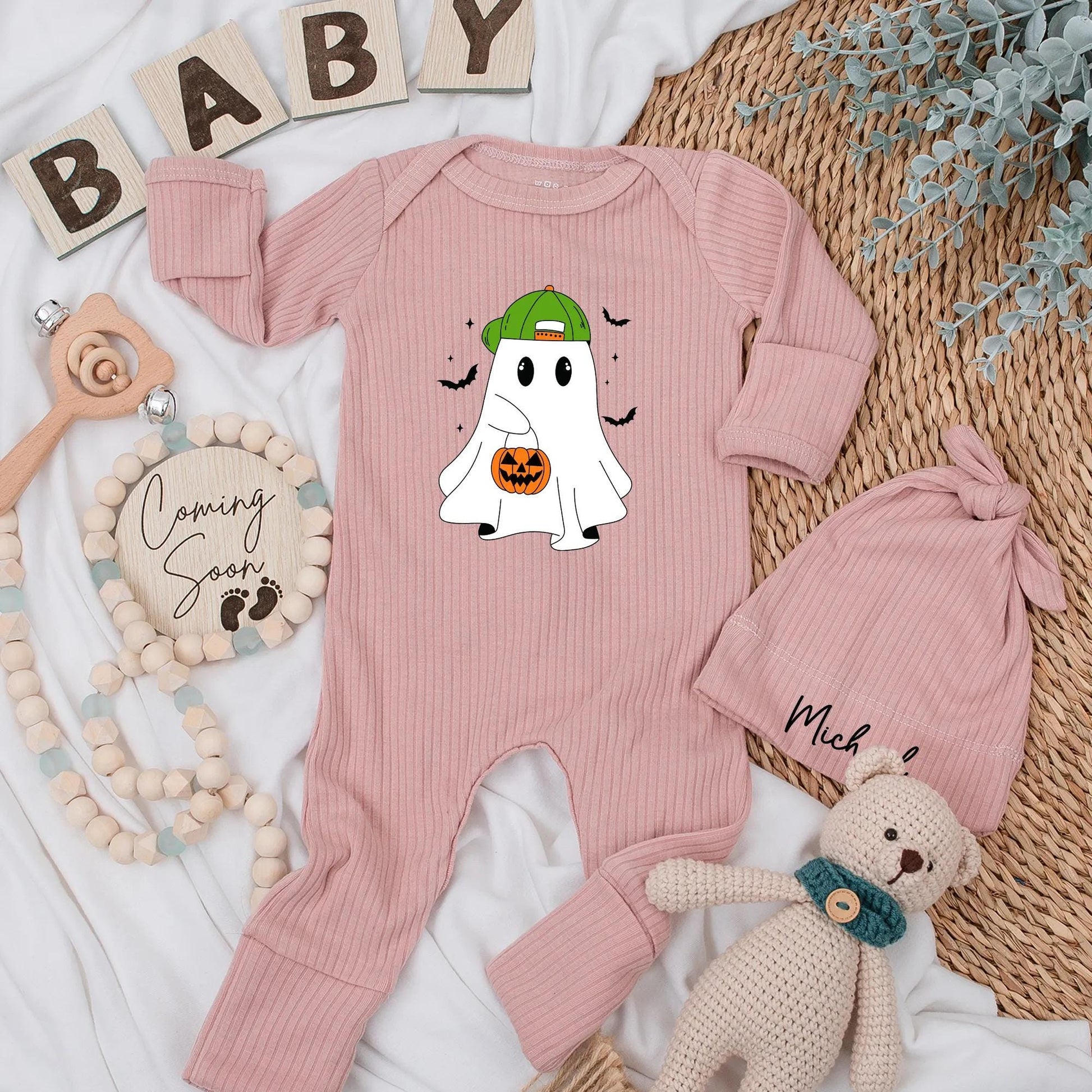 Personalized Ghost Baby Boy Bodysuit Cute Halloween Romper Spooky Season Newborn Outfit Boo Boy Clothes First Halloween Gift for Boy