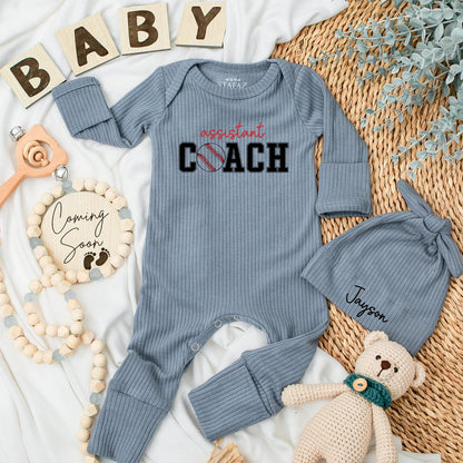 Assistant Coach Baseball Baby Bodysuit Game Day Romper Funny Newborn Gift Custom Outfit for Baby Shower