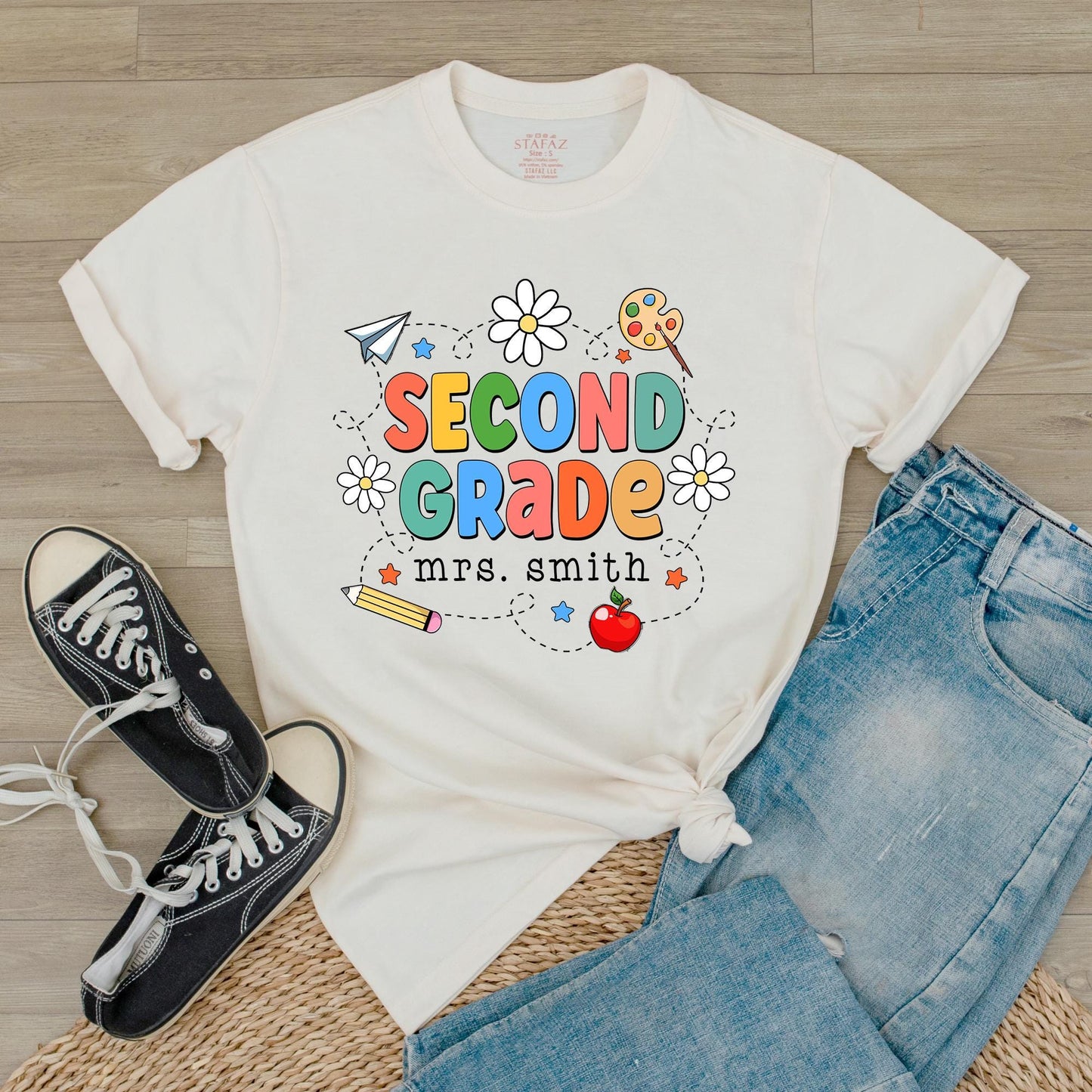 Retro 2nd Grade Teacher Shirt 2nd Grade Team Back to School Tee Teacher Appreciation Gift 2nd Grade Elementary