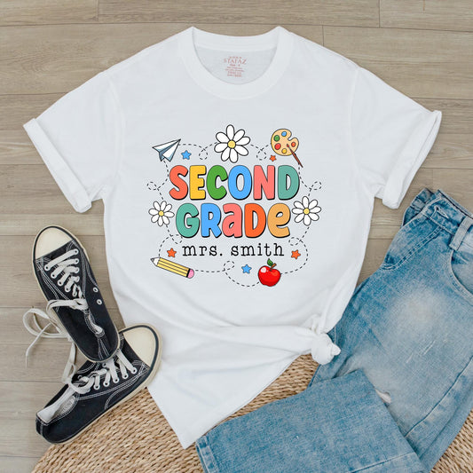 Retro 2nd Grade Teacher Shirt 2nd Grade Team Back to School Tee Teacher Appreciation Gift 2nd Grade Elementary