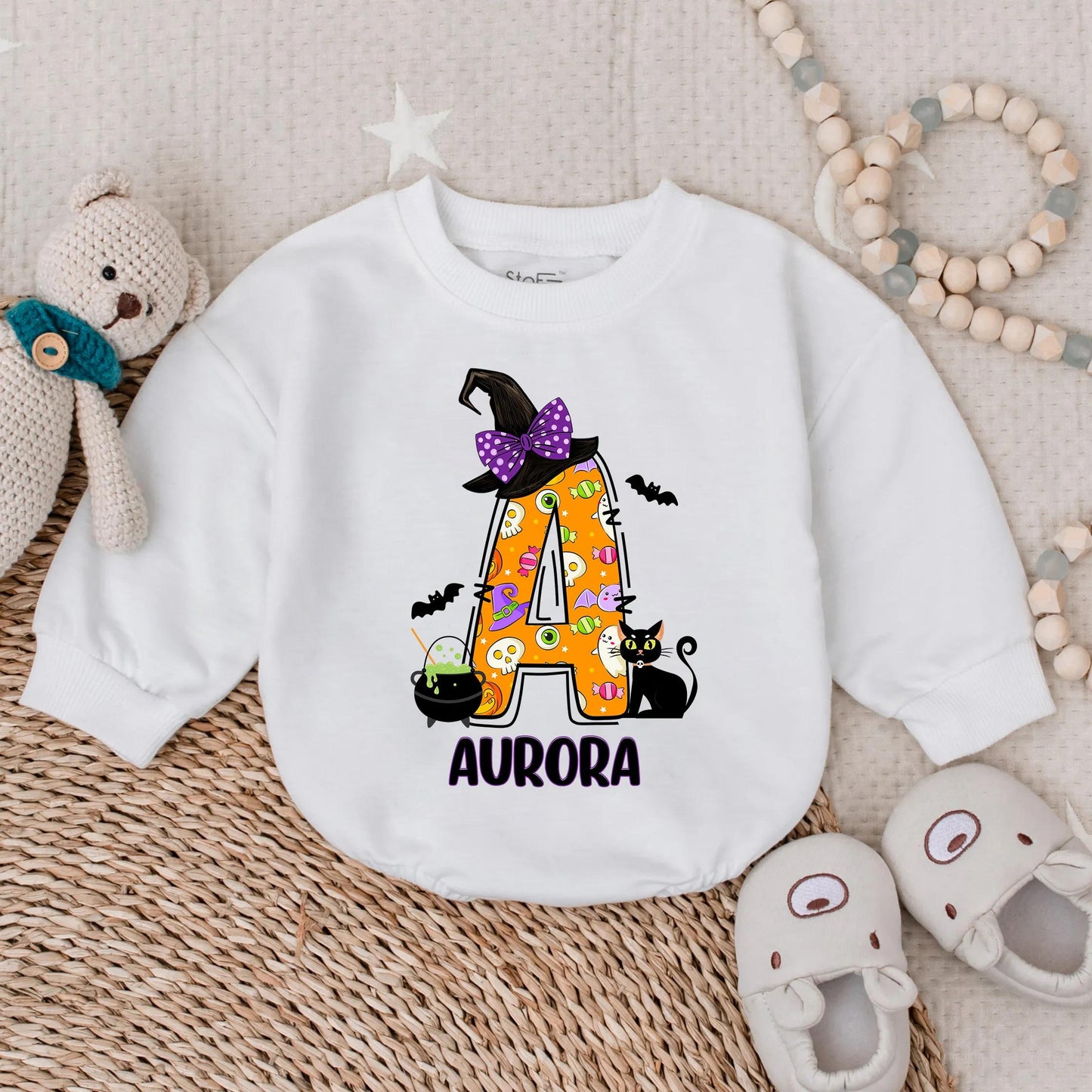 Custom Horror Halloween Baby Girl Romper Spooky Bow Outfit, Cute Scary Infant Costume, Fall Toddler Bodysuit, Horror Baby Outfit