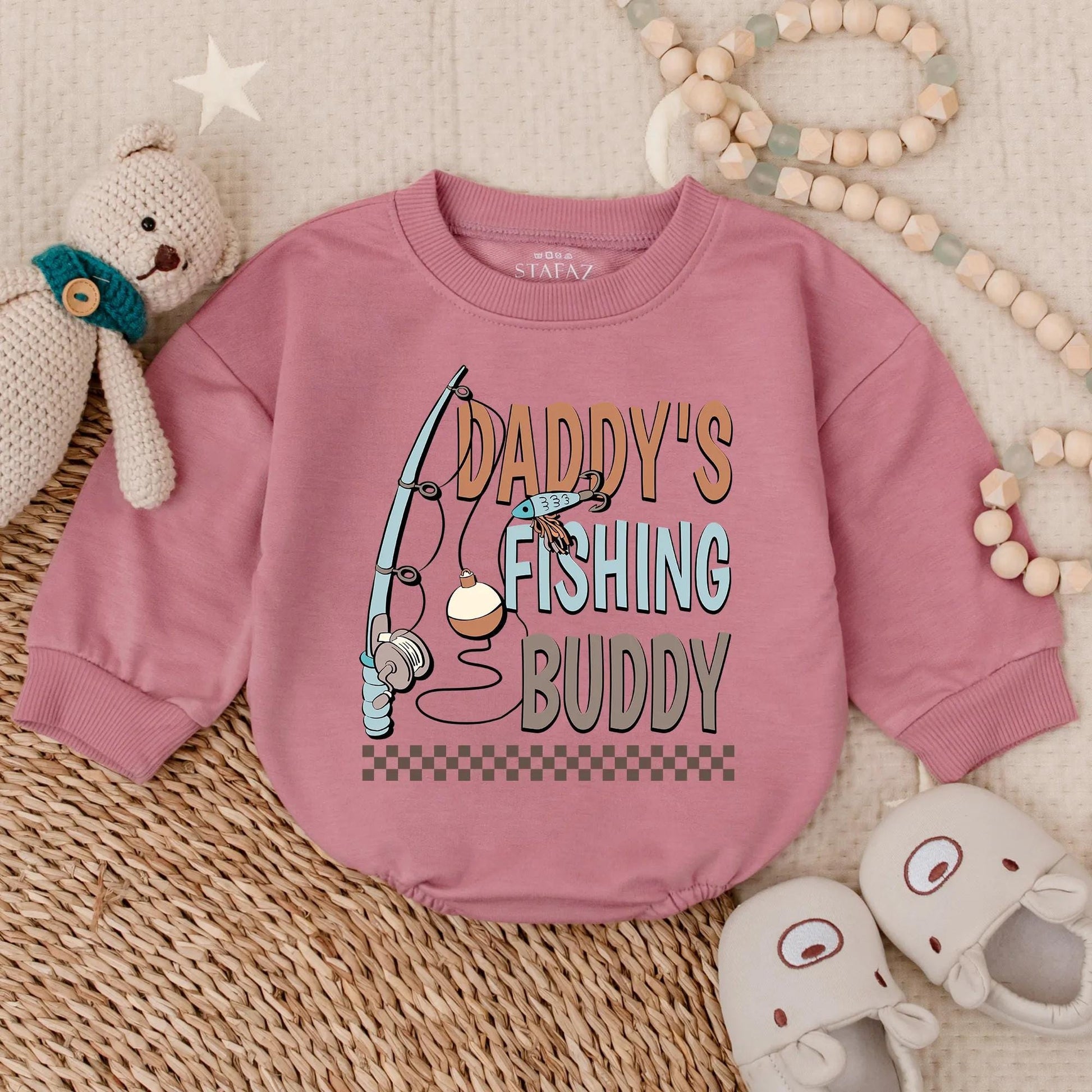 Daddy's Fishing Buddy Bubble Romper Baby Boy Outdoor Lake Day Bodysuit Father Son Matching Cute Outdoor Baby Shower Gift