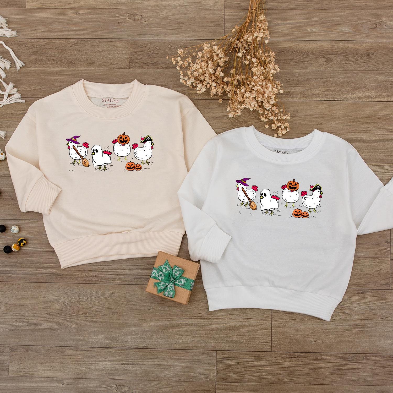 Spooky Chicken Halloween Baby Romper Farm Animal Lover Gift Funny Ghost Chick Sweatshirt Toddler Fall Outfit Cozy Season Wear
