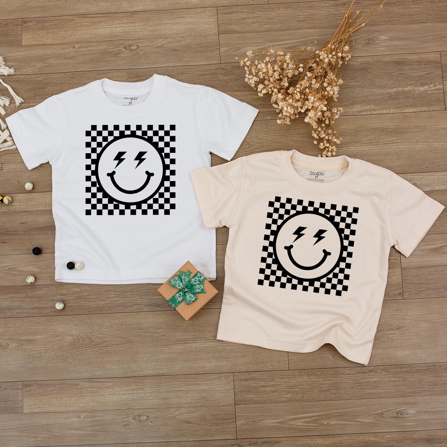 Checkered Happy Face Smiley Sweatshirt for Kids and Womens Retro Vintage Baby Hot Pink Casual Gift