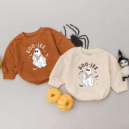 Halloween Ghost Sweatshirt Spooky Boo Jee Baby Romper for Kids Perfect Fall Spooky Season Infant Apparel Cute Toddler Halloween Gift