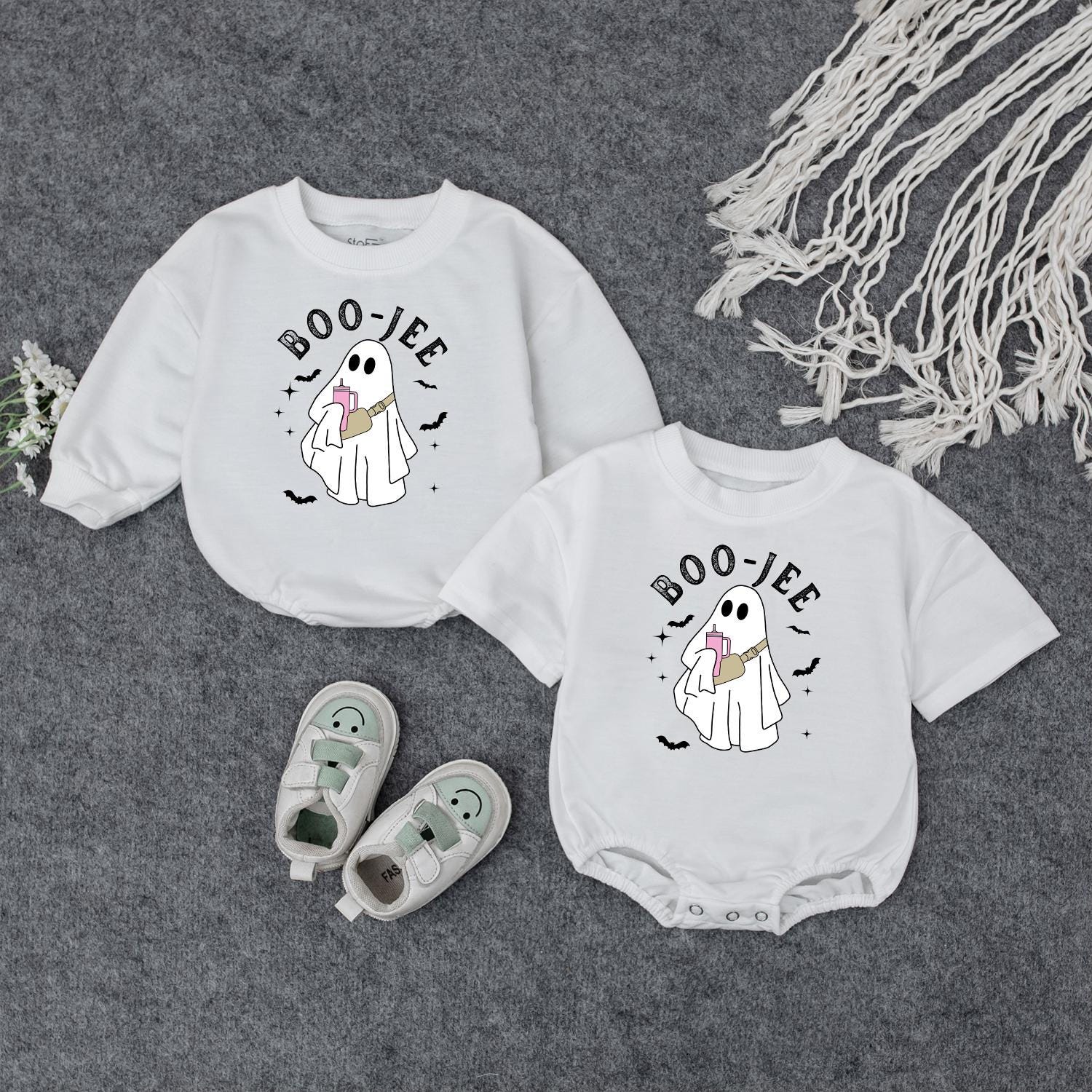 Halloween Ghost Sweatshirt Spooky Boo Jee Baby Romper for Kids Perfect Fall Spooky Season Infant Apparel Cute Toddler Halloween Gift
