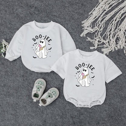 Halloween Ghost Sweatshirt Spooky Boo Jee Baby Romper for Kids Perfect Fall Spooky Season Infant Apparel Cute Toddler Halloween Gift