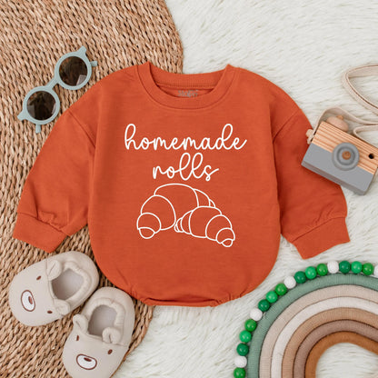 Homemade Rolls Bubble Romper Cute Baby Outfit Toddler Fall Clothes Thanksgiving Gift Funny Holiday Romper