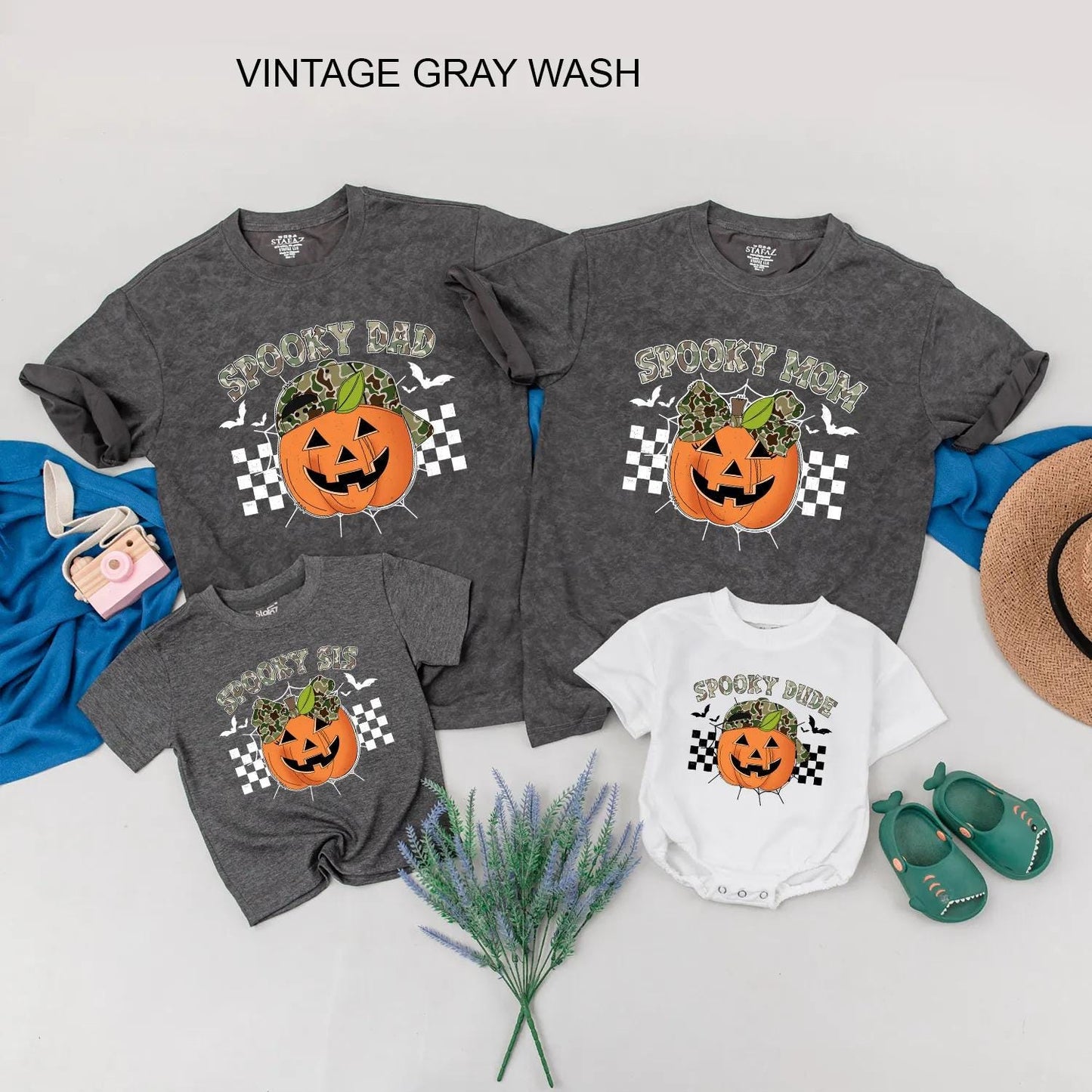 Matching Camo Spooky Family Halloween Shirts, Pumpkin Party Outfit, Custom Camouflage Spooky Dude Tee, Fall Holiday Matching Gift
