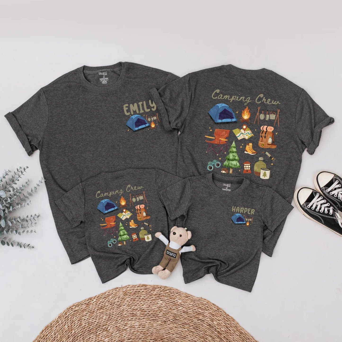Camping Crew Matching Family Shirts Custom Outdoor Summer Camp Trip Outfits Nature Lover Gifts Campfire Tees
