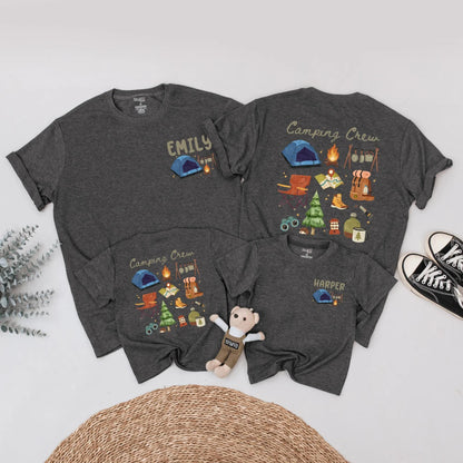 Camping Crew Matching Family Shirts Custom Outdoor Summer Camp Trip Outfits Nature Lover Gifts Campfire Tees