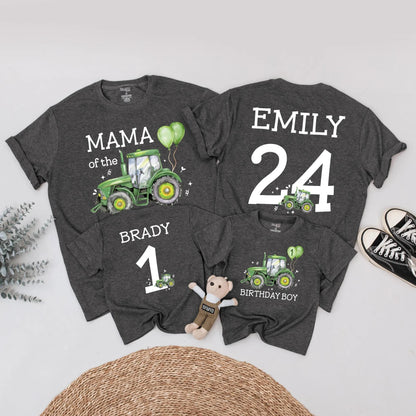 Green Tractor Birthday Matching Family Outfits Custom 1st Birthday Boy Shirt Farm Party Gift for Little Farmer
