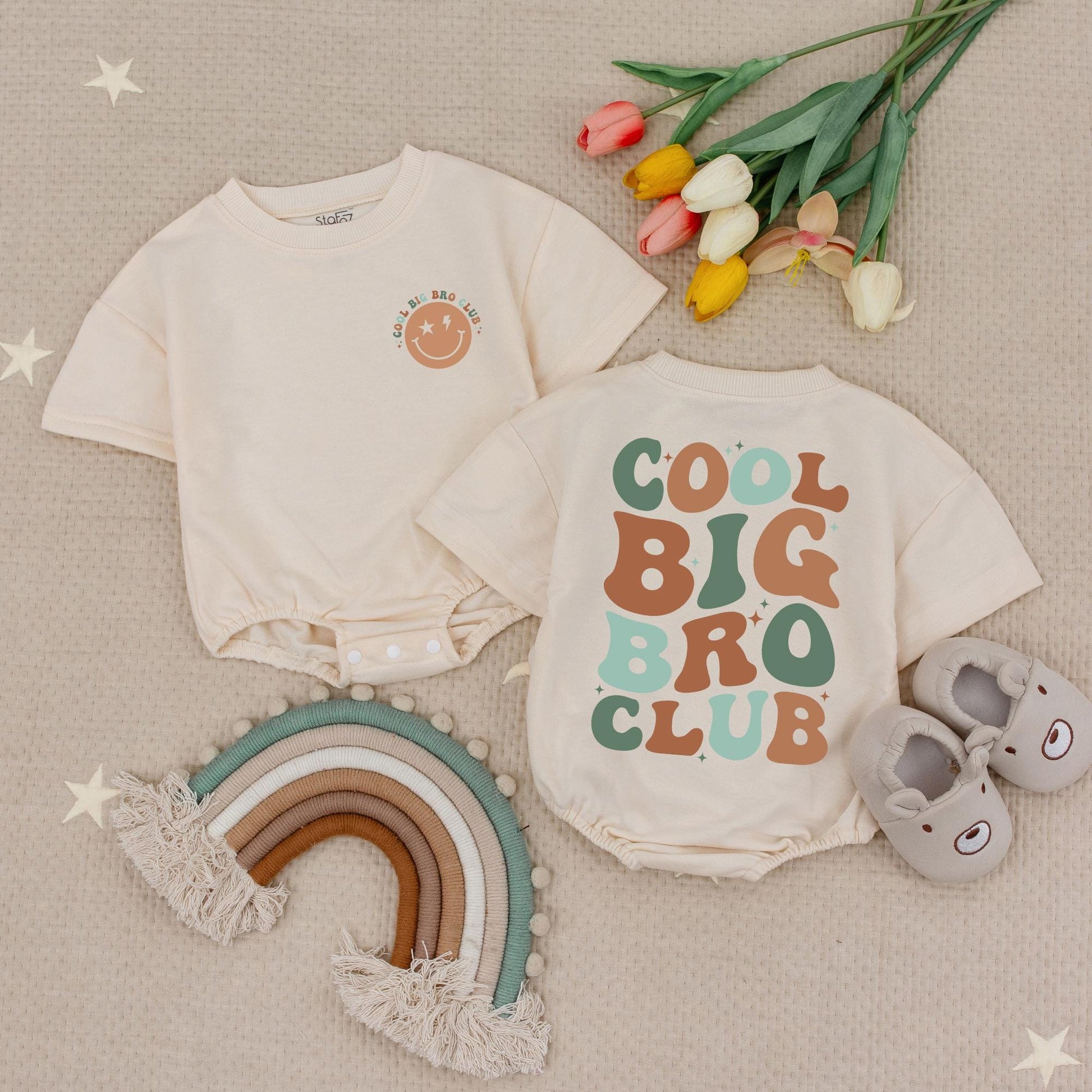 Cool Big Bro Club Romper Retro Font Baby Babysuit Pregnancy Announcement Outfit Vintage Style Promoted To Big Brother Bodysuit Gift for Kids 130 chars