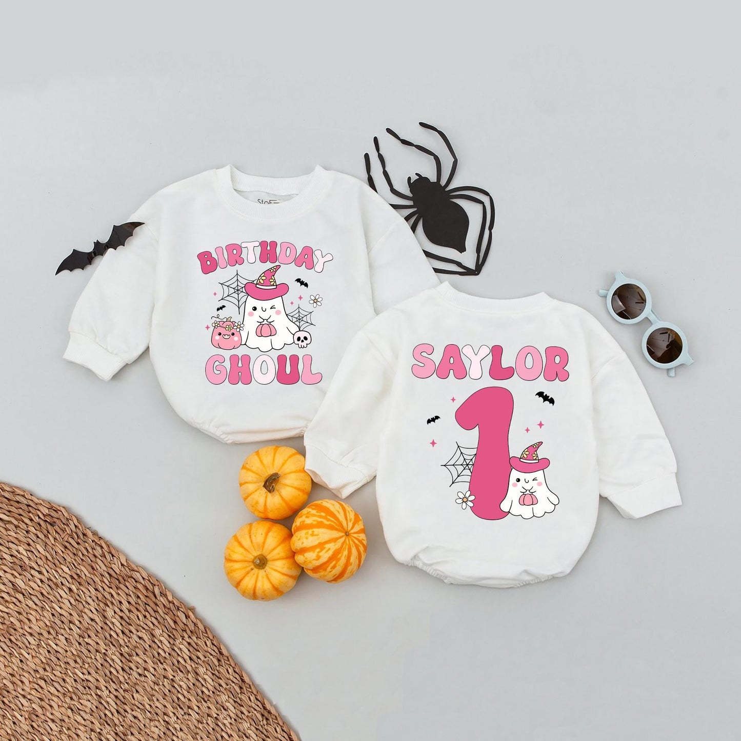 Personalized Ghoul Birthday Baby Romper for Halloween! Custom Name Fall Party Outfit Girl Babysuit, Cute Ghost Shirt, Toddler Birthday
