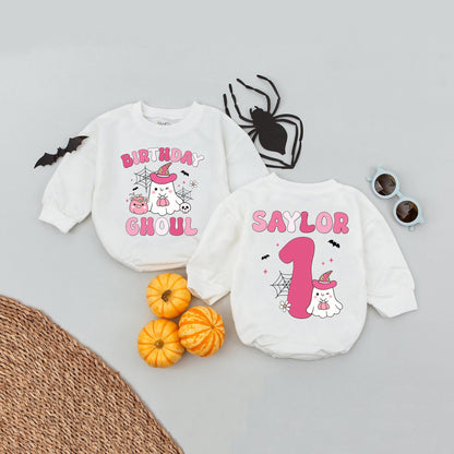 Personalized Ghoul Birthday Baby Romper for Halloween! Custom Name Fall Party Outfit Girl Babysuit, Cute Ghost Shirt, Toddler Birthday