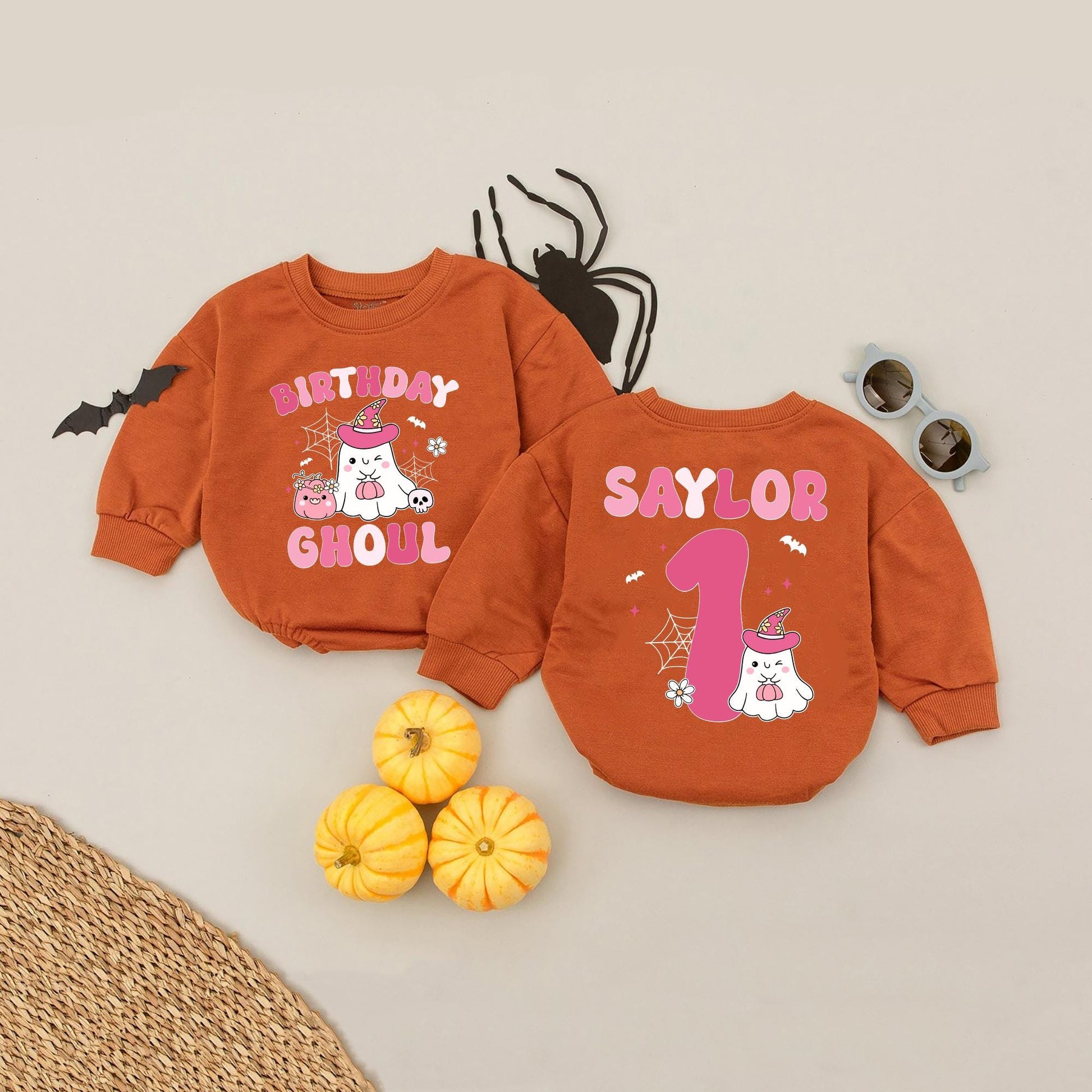 Personalized Ghoul Birthday Baby Romper for Halloween! Custom Name Fall Party Outfit Girl Babysuit, Cute Ghost Shirt, Toddler Birthday
