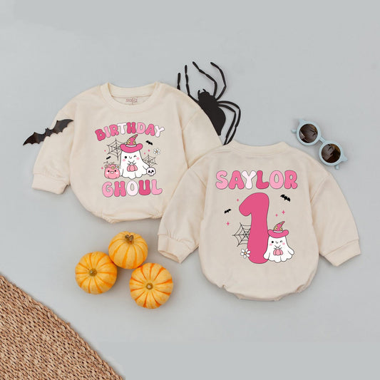 Personalized Ghoul Birthday Baby Romper for Halloween! Custom Name Fall Party Outfit Girl Babysuit, Cute Ghost Shirt, Toddler Birthday