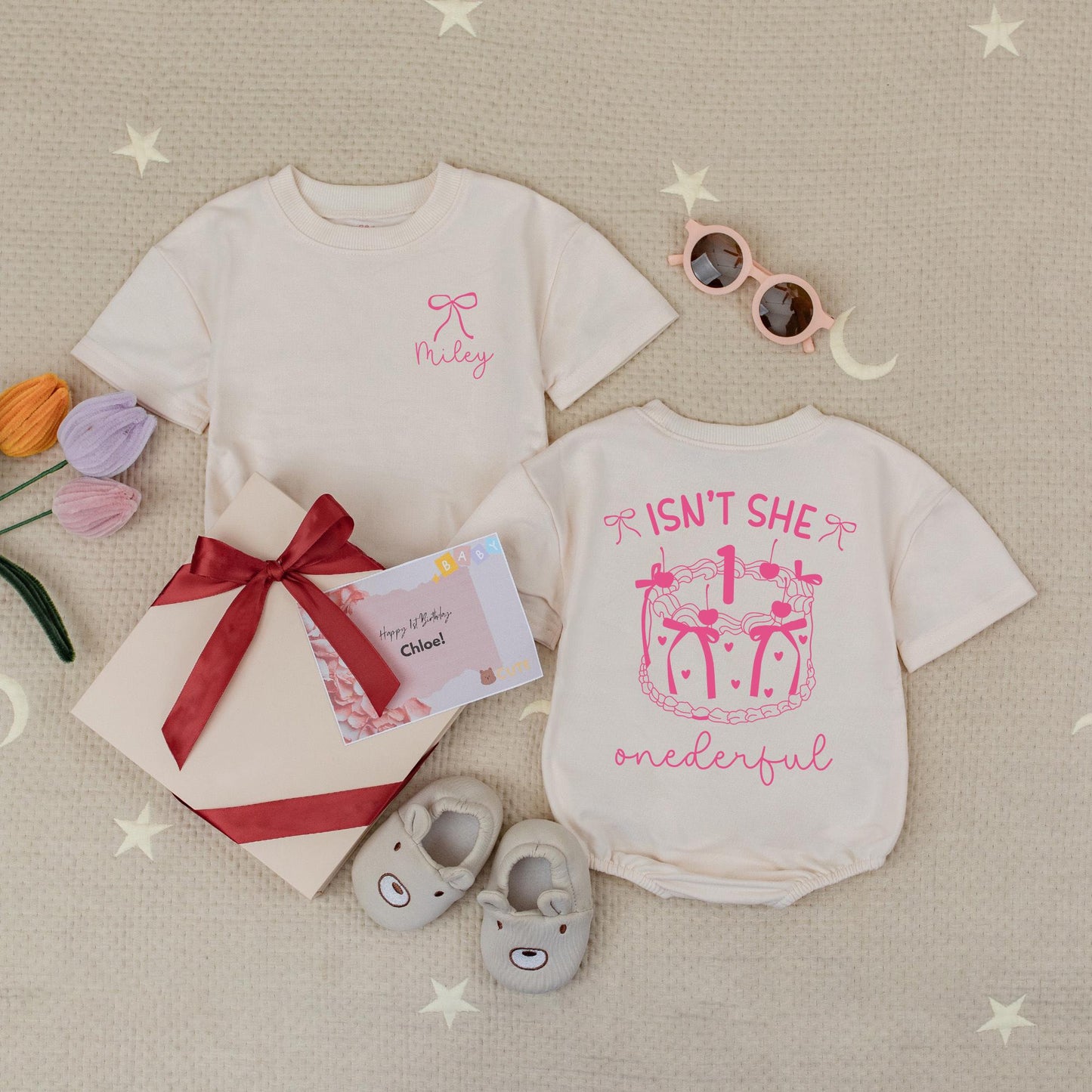 Girls Just Wanna Be One 1st Birthday Romper for Baby Girl, Isn't She Onederful Pink Bubble Outfit with Cute Bow Design Toddler First Birthday Party Celebration Gift