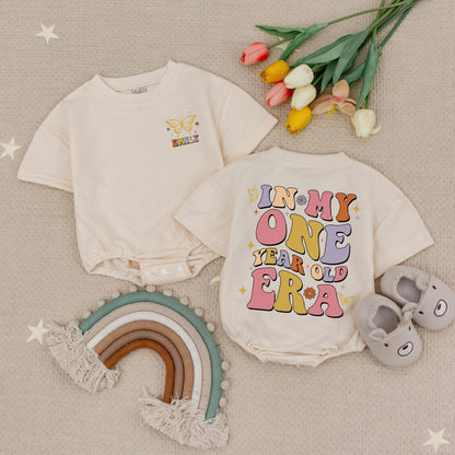 Personalized Name One Year Old Era Baby Romper for First Birthday Celebration Outfit Baby Girl or Boy Bodysuit Soft Cotton Cute Gift Idea