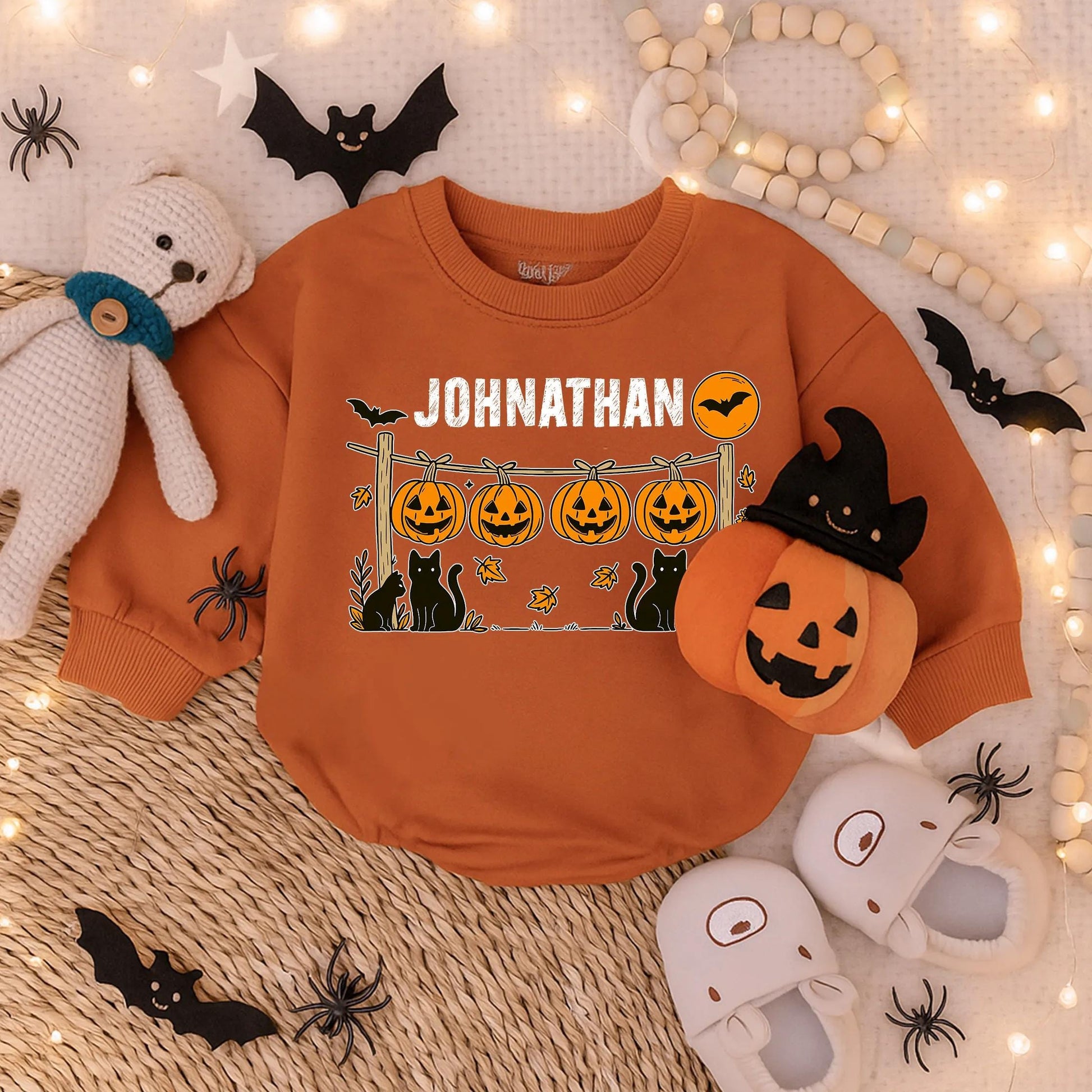 Spooky Baby Boy Bubble Romper Custom Scary Infant Halloween Costume Creepy Toddler Fall Bodysuit Outfit for October Babies