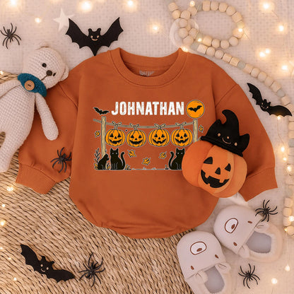 Spooky Baby Boy Bubble Romper Custom Scary Infant Halloween Costume Creepy Toddler Fall Bodysuit Outfit for October Babies