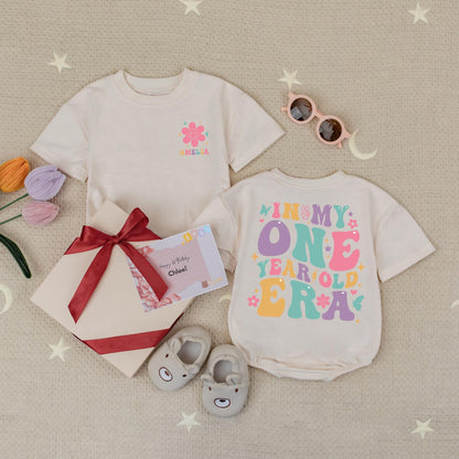 My One Year Old Era Personalized Name Romper Custom 1st Birthday Outfit Cute Baby Bodysuit First Birthday Party Gift Idea