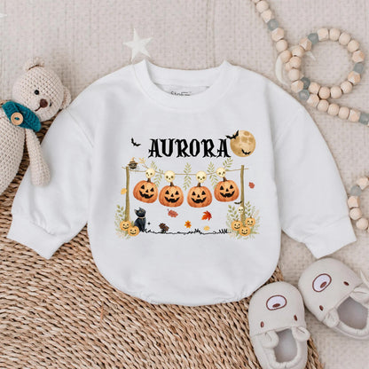 Customized Spooky Halloween Horror Bubble Romper Creepy Baby Toddler Outfit Scary Boy Girl Costume First Fall Season Gift