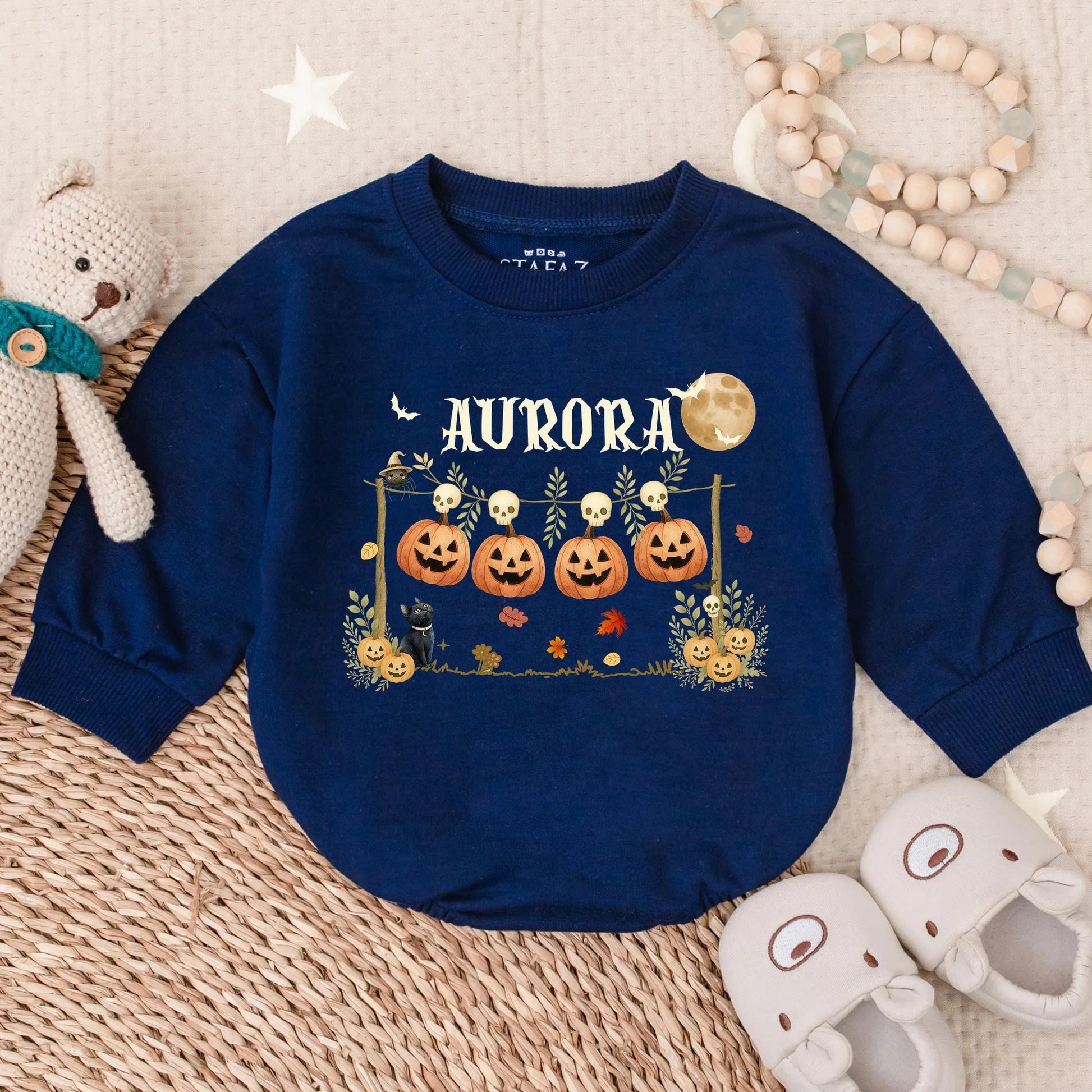 Customized Spooky Halloween Horror Bubble Romper Creepy Baby Toddler Outfit Scary Boy Girl Costume First Fall Season Gift