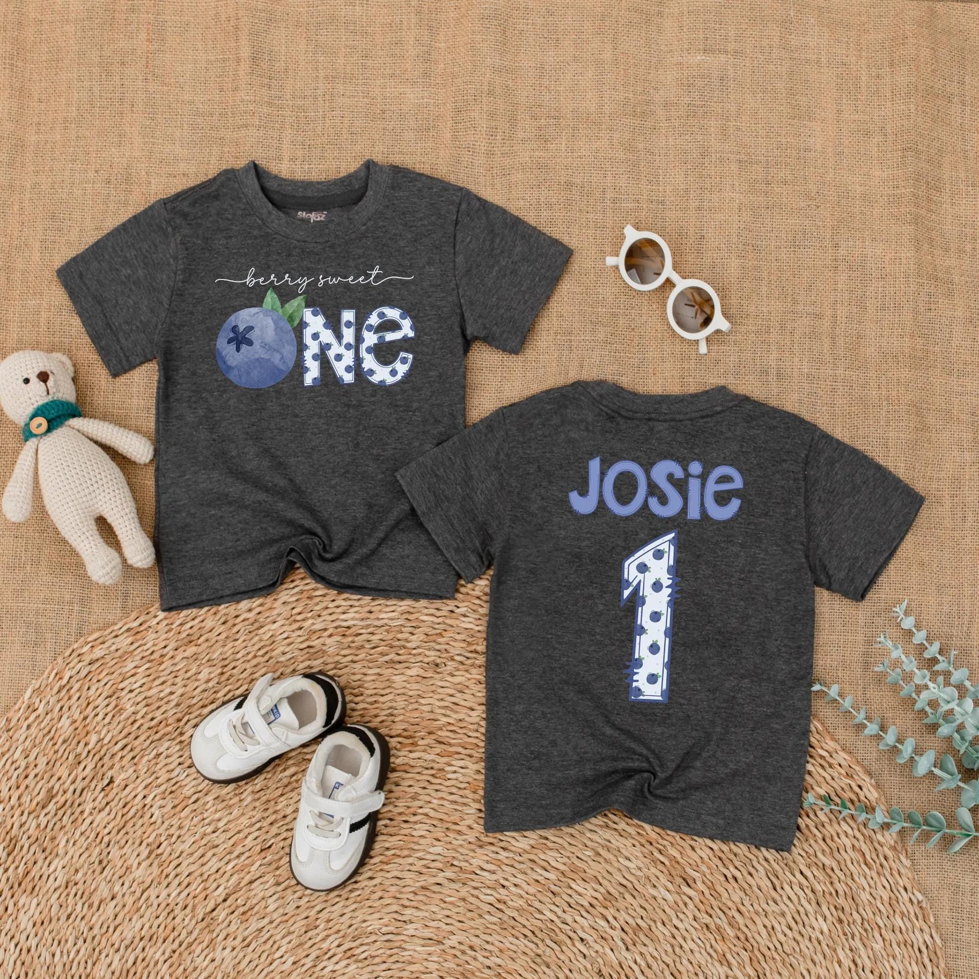 Personalized Sweet One Blueberry Baby Girl First Birthday Romper Outfit for Cake Smash Summer Party Bodysuit Gift
