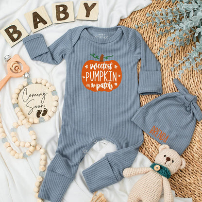 Sweetest Pumpkin in the Patch Baby Bodysuit Custom Newborn Romper Fall Thanksgiving Outfit Cute Autumn Baby Shower Gift for First Holiday