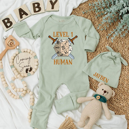 Level 1 Human Baby Bodysuit Funny Gamer Newborn Romper Future Gamer Baby Shower Gift Coming Home Outfit