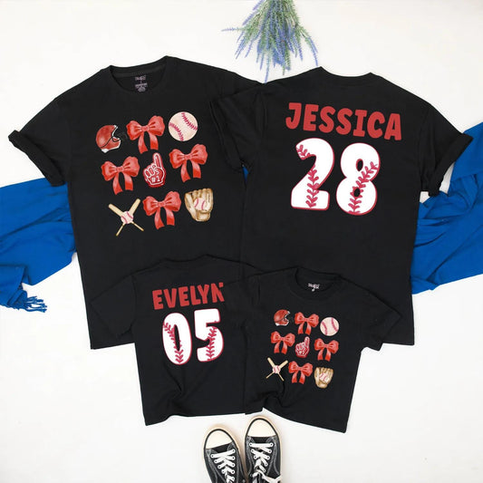 Custom Baseball Mom and Baby Matching Tees Personalized Name and Number Baseball Game Day Outfits