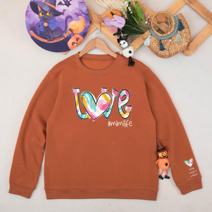 Personalized Mimi Sweatshirt with Grandkids Names on Sleeve, a cozy Mimilife Autumn Sweater Gift for Grandmas and Nanas