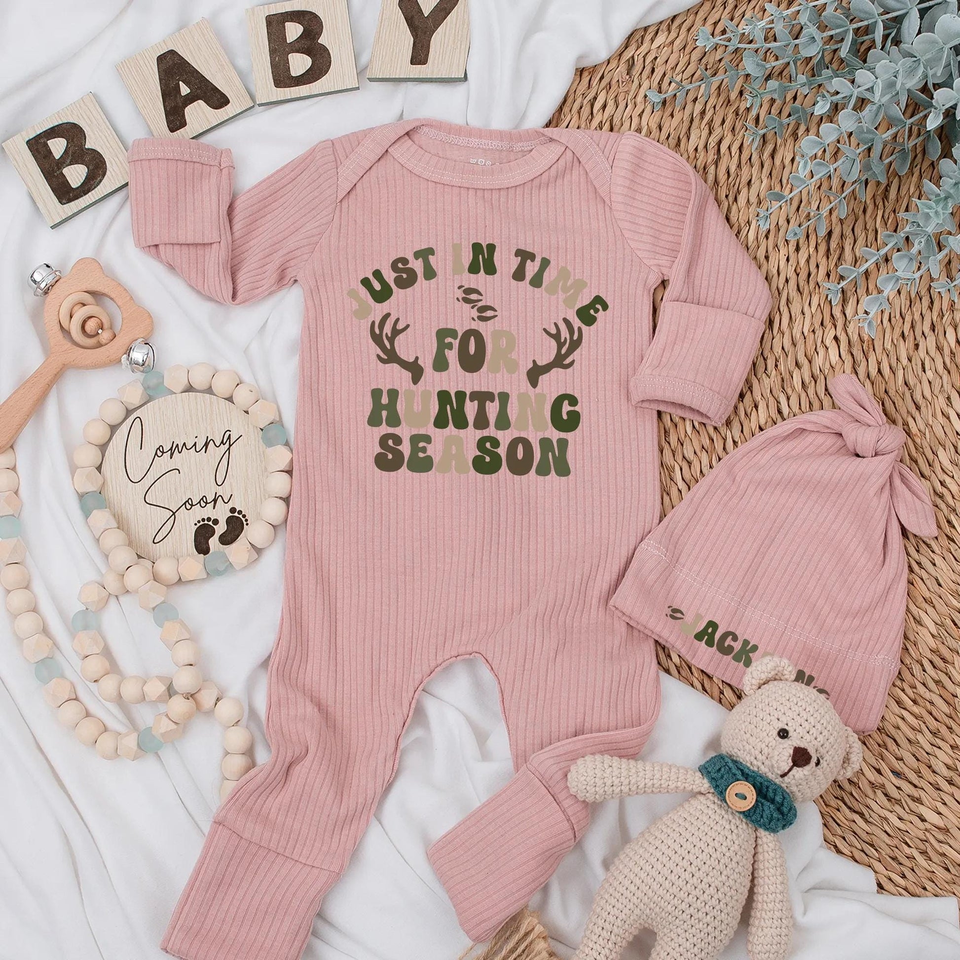 Hunting Season Baby Bodysuit, Retro Camo Outfit for Newborn, Baby Boy Hunter Clothes, Outdoor Baby Shower Gift, Little Hunter Romper (139 chars)