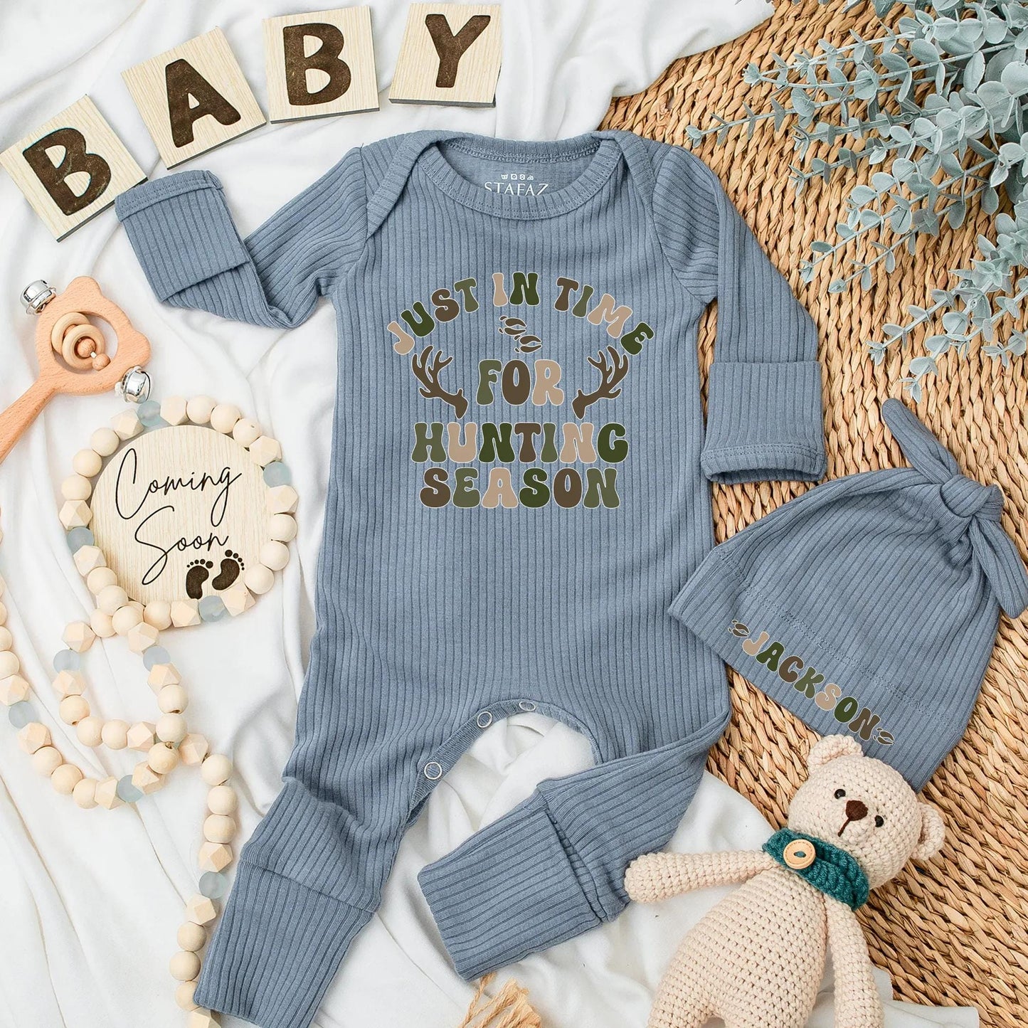 Hunting Season Baby Bodysuit, Retro Camo Outfit for Newborn, Baby Boy Hunter Clothes, Outdoor Baby Shower Gift, Little Hunter Romper (139 chars)