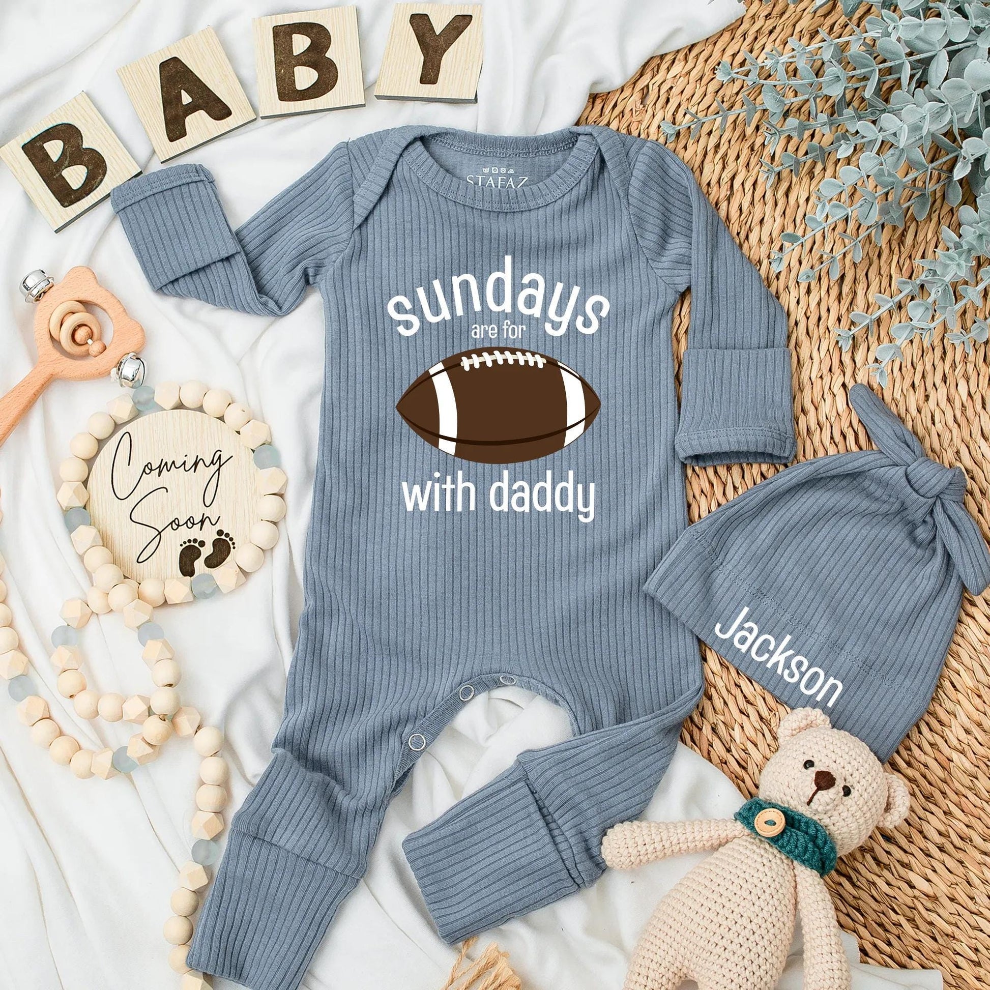 Sundays are for Football with Daddy Baby Bodysuit Cute Game Day Newborn Boy Outfit Soft Cotton Comfortable Shower Gift