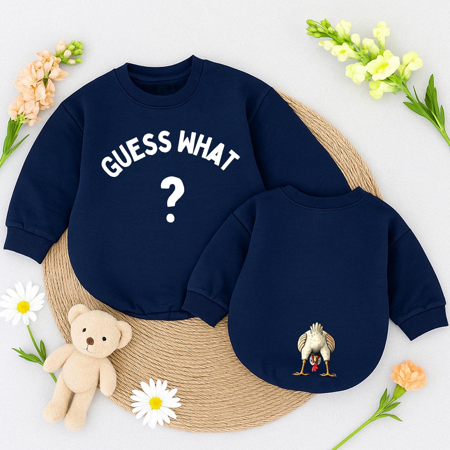 Guess What Chicken Butt Baby Romper Funny Bodysuit, Gender Neutral, Baby Shower Gift, Whimsical Chicken Design, Newborn Outfit