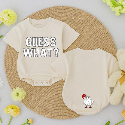 Guess What Chicken Butt Funny Baby Romper Gender Neutral Newborn Outfit Cute Baby Shower Gift Double Sided