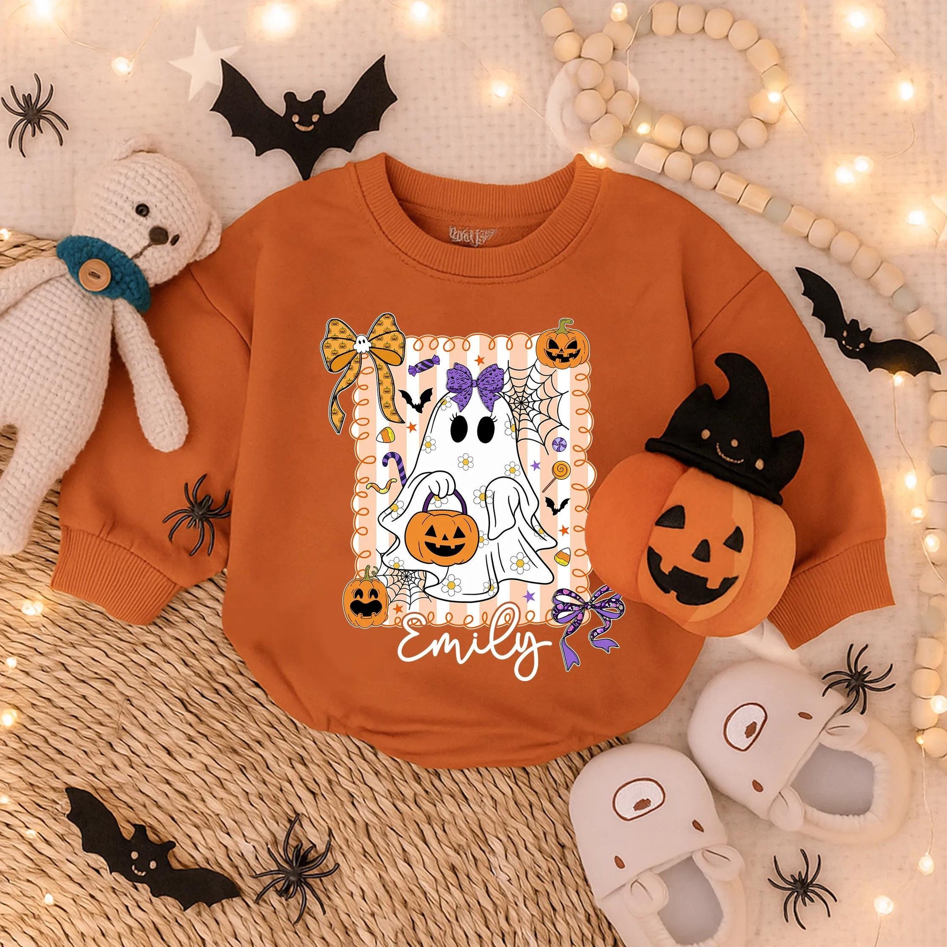 Custom Spooky Baby Boo Romper Cute Scary Halloween Costume for Baby Girl First Halloween Bodysuit Toddler Creepy Clothes