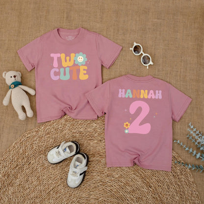 Groovy Two Cute Birthday Girl Shirt Personalized for Her 2nd Birthday Party Outfit Custom Gift Idea