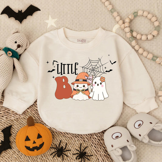 Little Boo First Halloween Bubble Romper Spooky Cute Baby Ghost Costume Infant Fall Bodysuit Toddler Halloween Clothes